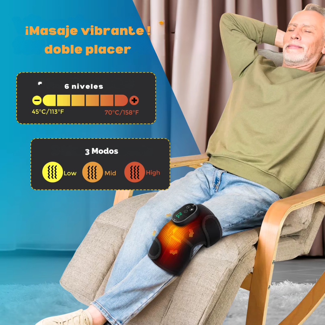 Rodillera Inteligente 3 en 1 con Calor y Vibración – Alivio y Confort para Rodillas, Hombros y Codos