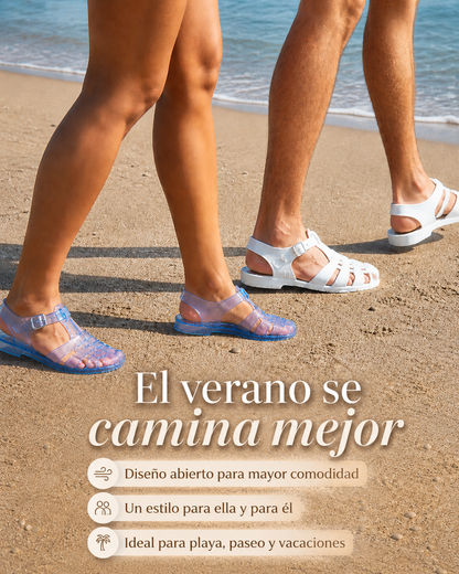 Sandalias de Verano Transpirables Azul Transparente